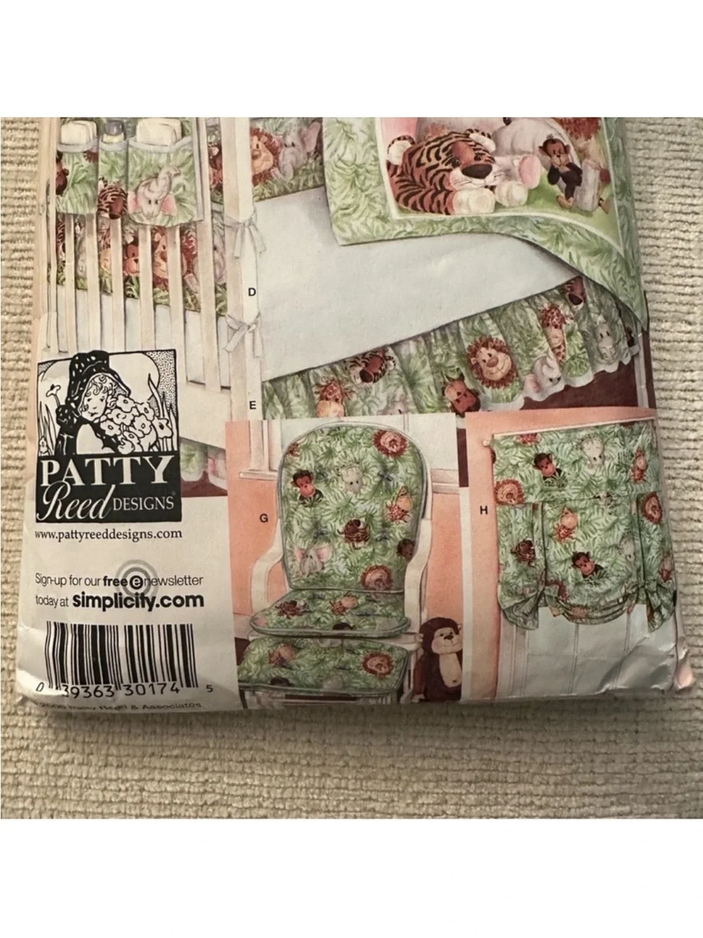 Simplicity Baby Bedding Pattern - Green Jungle Animal Set